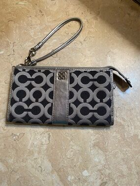 Coach Black and Silver Signature C Wristlet Wallet